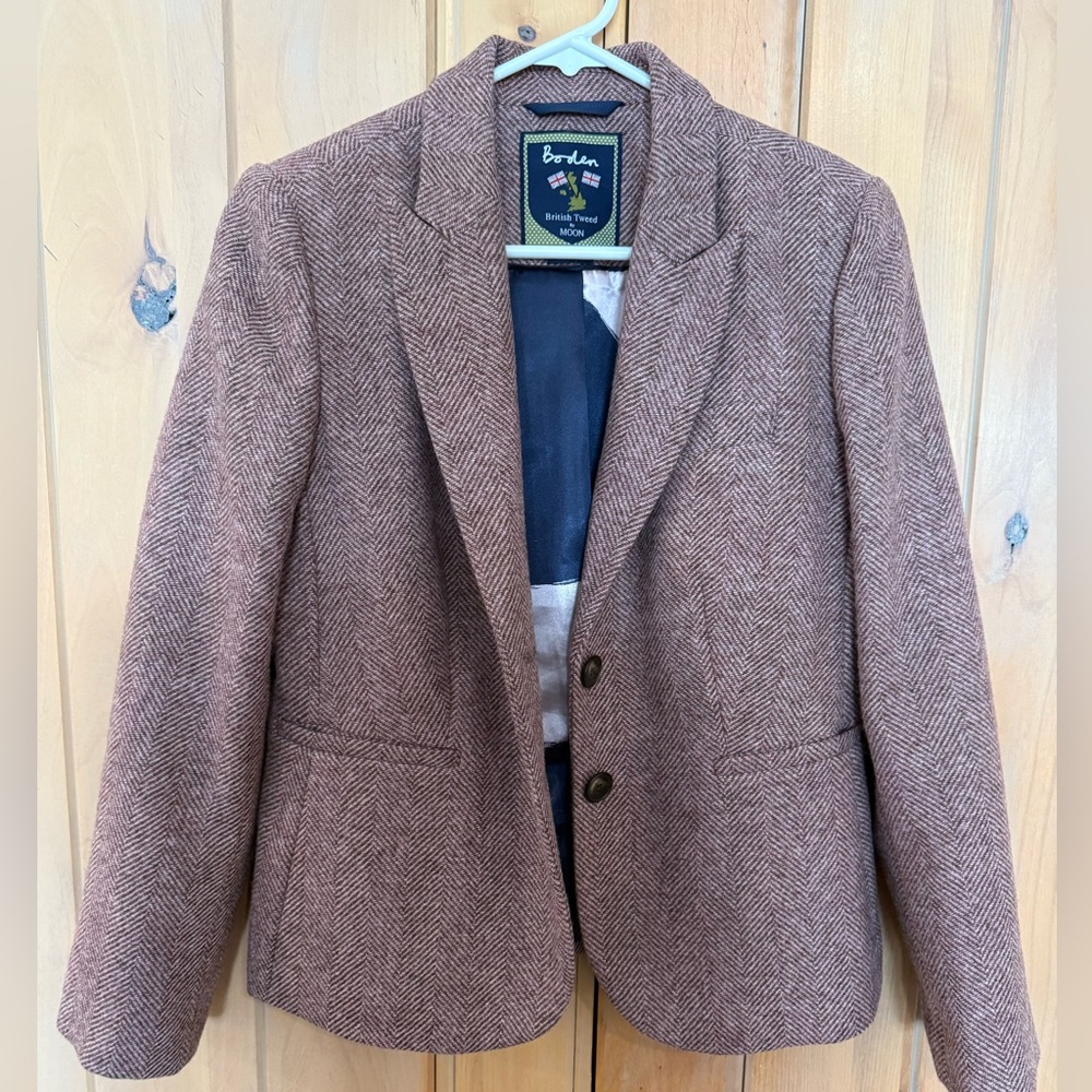 Boden women’s blazer pink  Herringbone tweed size 8P